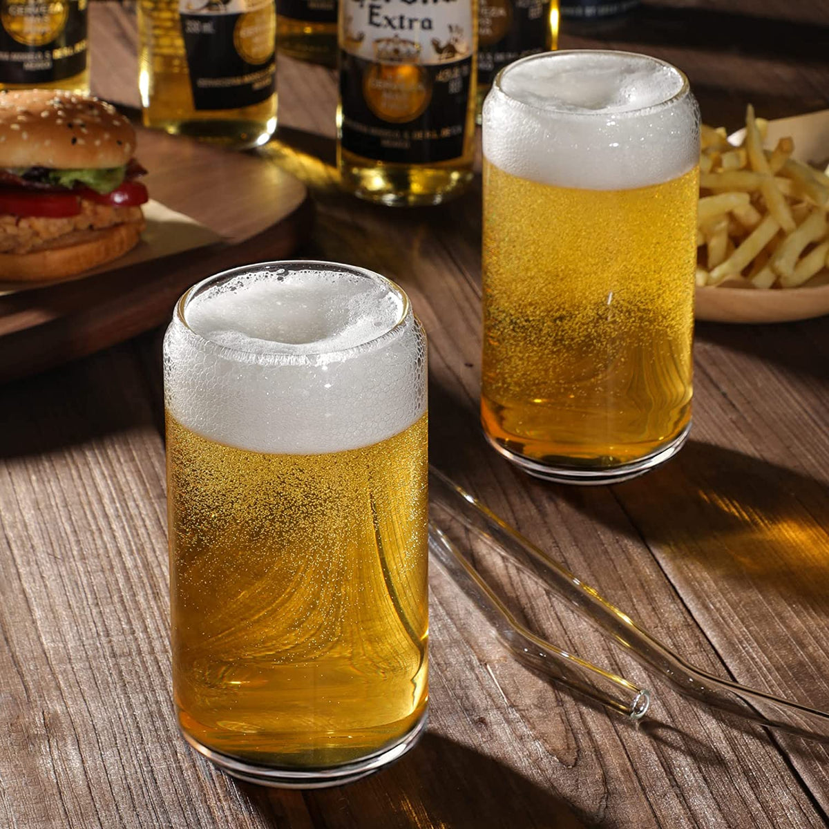 Drinking Glasses with Glass Straw 4pcs Set